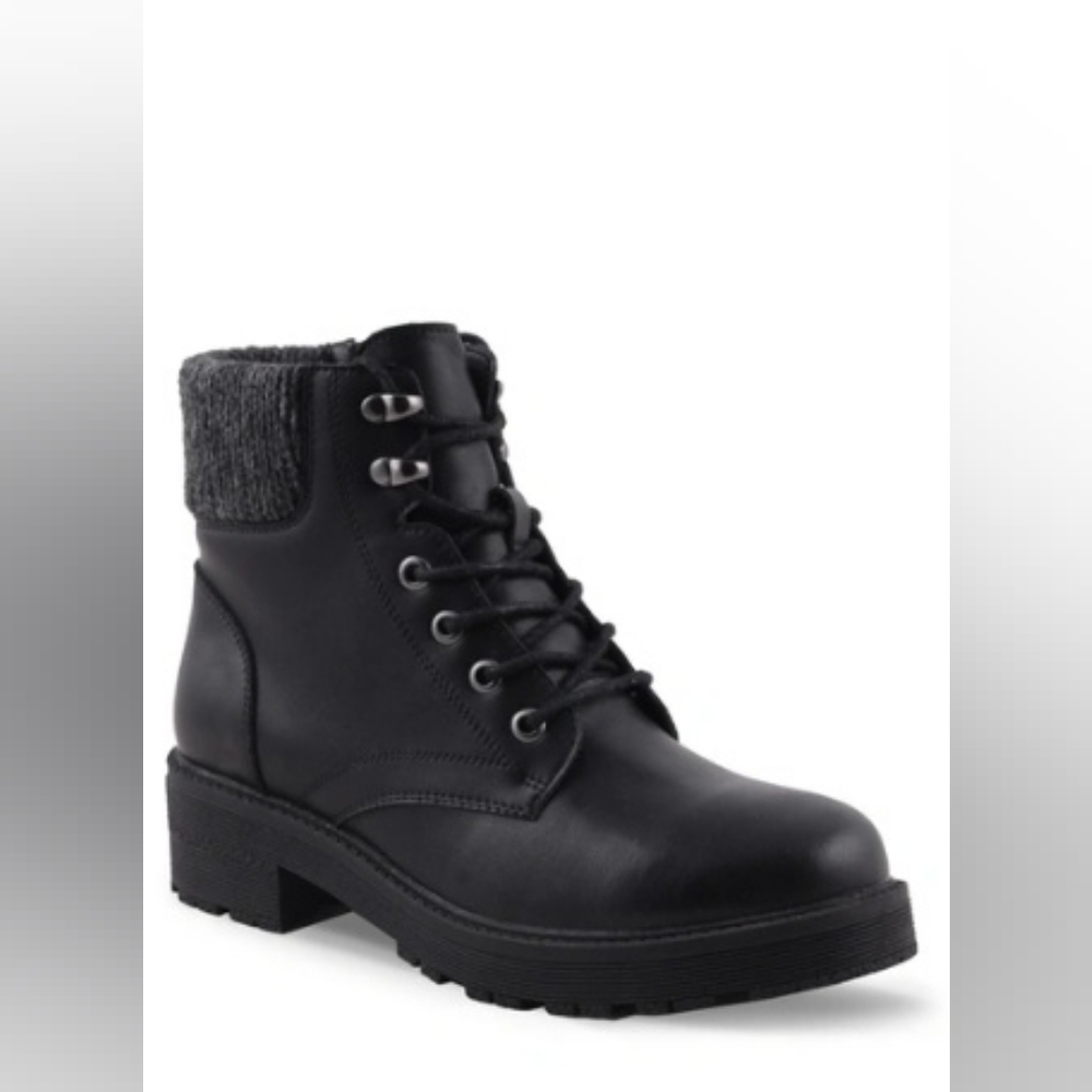 Size 9 - New Aqua Diva Britt Black Leather Lace Up Boot